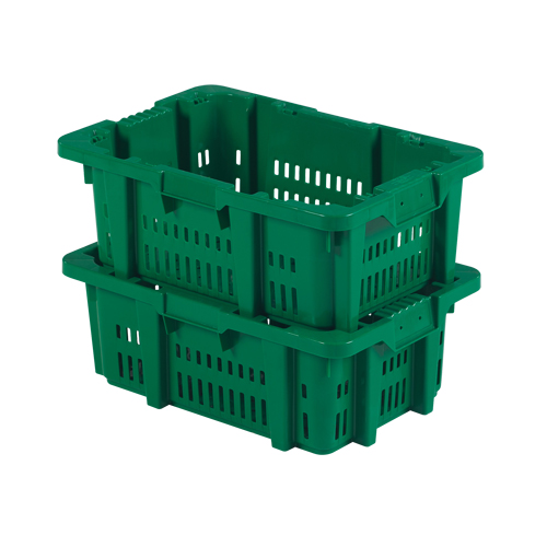 Food Handling Plastic Stack-N-Nest Container, 16" x 23.9" x 8.8", Green Par Equipment
