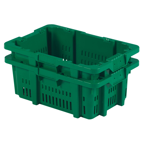 Food Handling Plastic Stack-N-Nest Container, 16" x 23.9" x 8.8", Green Par Equipment