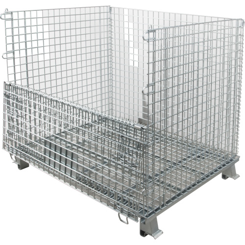 Conteneur repliable en m&eacute;tal grillag&eacute;, 40" la x 48" p x 42" h, Capacit&eacute; de 4000 lb Par Equipment
