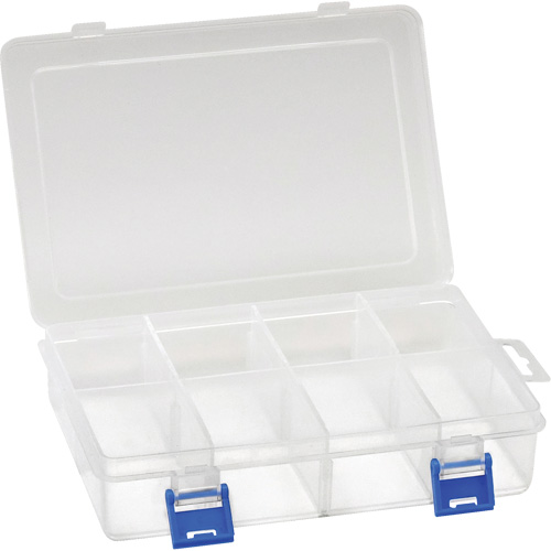 Boîte &agrave; compartiments en plastique, 5,5" la x 7,75" p x 1,75" h, 8 compartiments Par Equipment