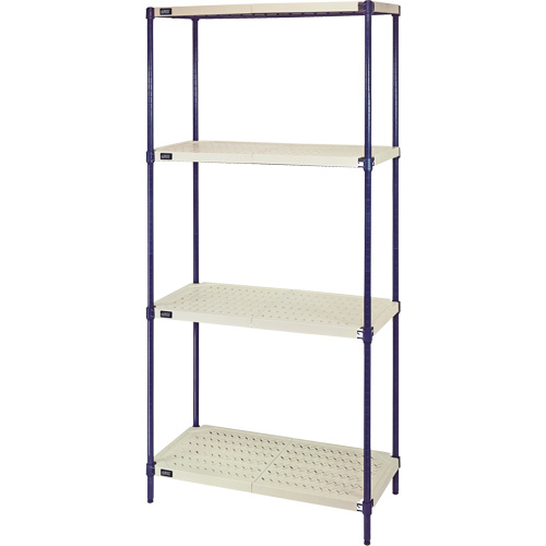 &eacute;tag&egrave;re en fils m&eacute;talliques avec tablettes en plastique, Cadre en fils m&eacute;talliques avec tablettes en plastique, Sans boulons, Capacit&eacute; 600 lb, 30" la x 72" h x 18" p Par Equipment