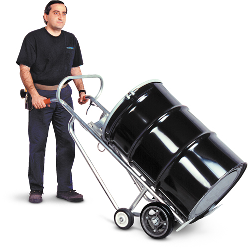 Diables pour baril avec frein manuel, Fabriqu&eacute; en Aluminium, 25 - 55 gal. US (20 - 45 gal. imp.) Par Equipment