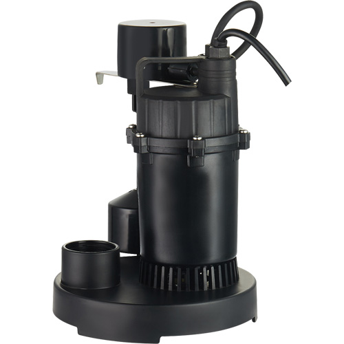 Thermoplastic Submersible Sump Pump, 2560 GPH, 115 V, 4.6 A, 1/3 HP Par Equipment