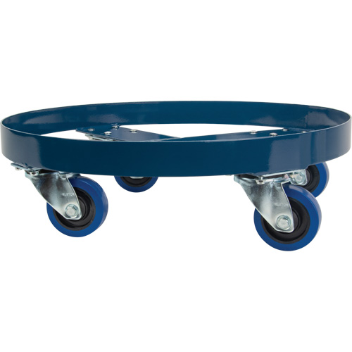 Drum Dolly, Steel, 1400 lbs. Capacity, 24" Diameter, Blue Elastic Casters Par Equipment