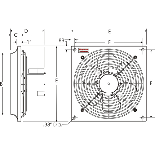 Ventilateurs muraux d'usage g&eacute;n&eacute;ral, Commercial, Dia 18", 2 vitesses Par Equipment