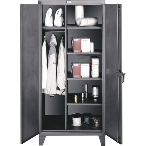 Wardrobe/Storage Cabinets, Steel, 60" W x 24" D x 72" H, Grey Par Equipment