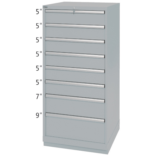 Armoires de rangement avec tiroirs, 8 tiroirs, 28-1/4" la x 28-1/2" p x 59-1/2" h, Gris Par Equipment