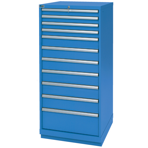 Armoires de rangement avec tiroirs, 11 tiroirs, 28-1/4" la x 28-1/2" p x 59-1/2" h, Bleu brillant Par Equipment