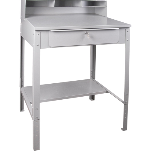 Open Floor Style Shop Desk, 34-1/2" W x 30" D x 53" H, Grey Par Equipment