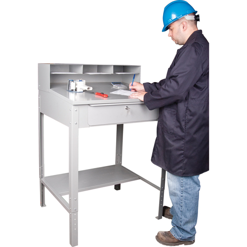 Open Floor Style Shop Desk, 34-1/2" W x 30" D x 53" H, Grey Par Equipment