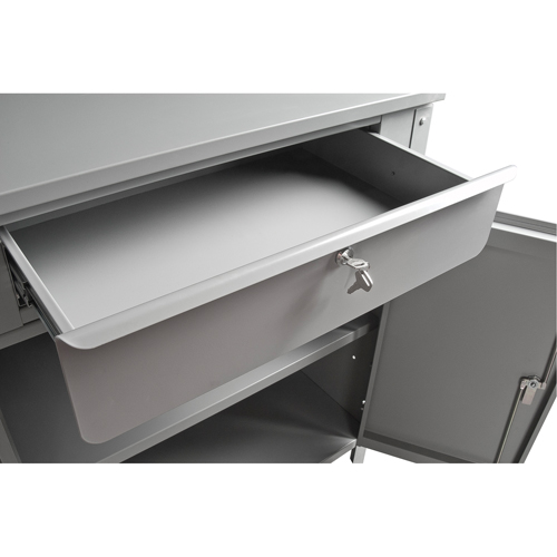 Cabinet Style Shop Desk, 34-1/2" W x 30" D x 53" H, Grey Par Equipment