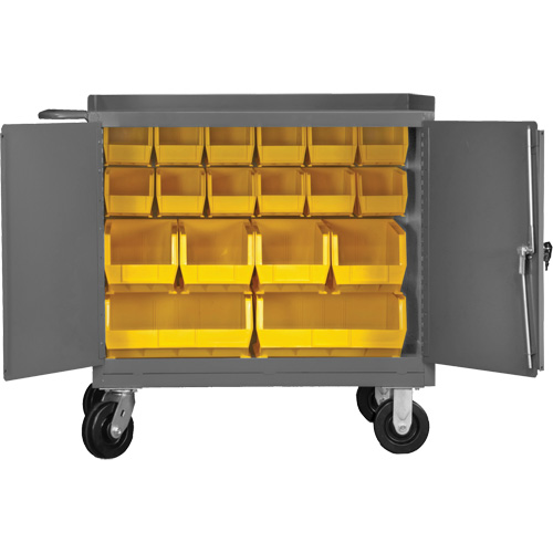 Mobile Workbench Cabinet with Bins, Steel Surface Par Equipment