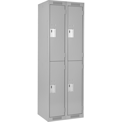 Clean Line Lockers, 2 -tier, Bank of 2, 24" x 18" x 72", Steel, Grey, Rivet (Assembled) Par Equipment