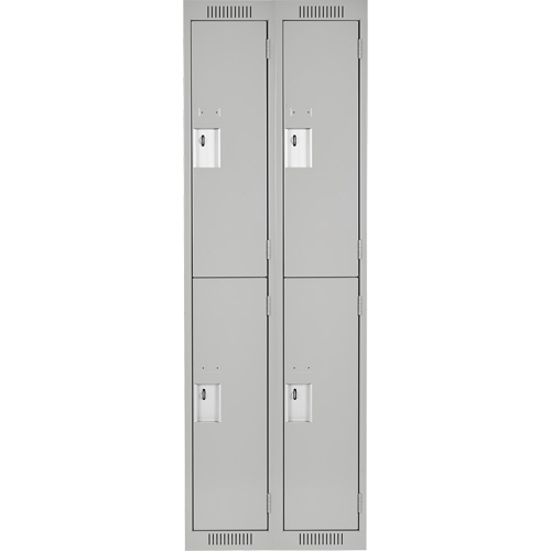 Clean Line Lockers, 2 -tier, Bank of 2, 24" x 18" x 72", Steel, Grey, Rivet (Assembled) Par Equipment
