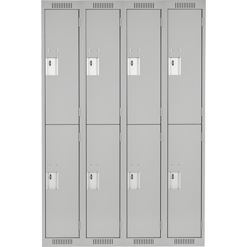 Clean Line Lockers, 2 -tier, Bank of 4, 48" x 18" x 72", Steel, Grey, Rivet (Assembled) Par Equipment