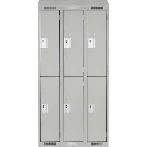 Clean Line Lockers, 2 -tier, Bank of 3, 36" x 18" x 78", Steel, Grey, Rivet (Assembled) Par Equipment