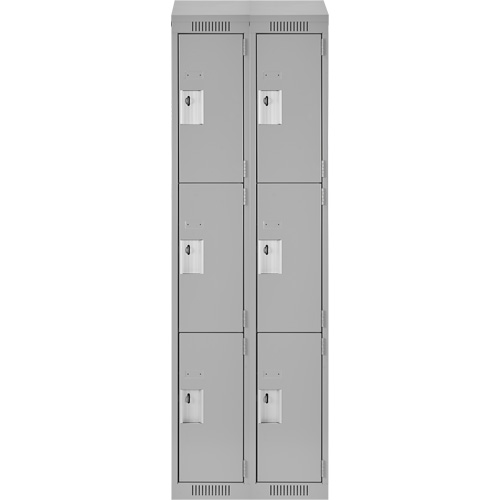 Clean Line Lockers, 3 -tier, Bank of 2, 24" x 18" x 78", Steel, Grey, Rivet (Assembled) Par Equipment
