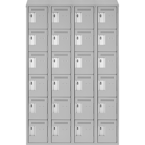 Clean Line Lockerette , 6 -tier, Bank of 4, 48" x 18" x 78", Steel, Grey, Rivet (Assembled) Par Equipment