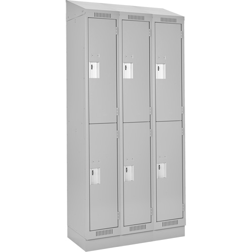 Clean Line Lockers, 2 -tier, Bank of 3, 36" x 18" x 82", Steel, Grey, Rivet (Assembled) Par Equipment