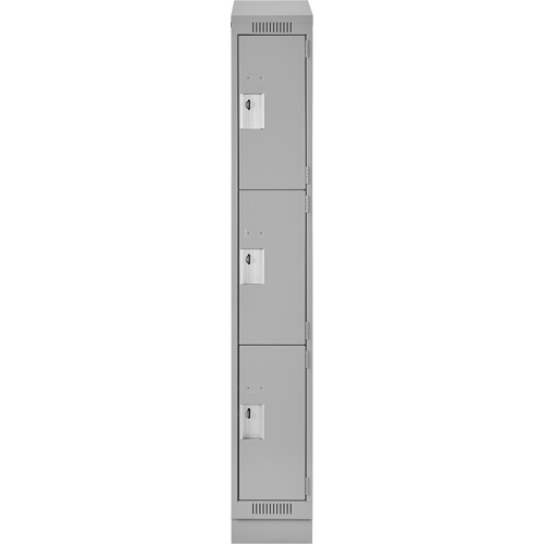 Clean Line Lockers, 3 -tier, 12" x 18" x 82", Steel, Grey, Rivet (Assembled) Par Equipment