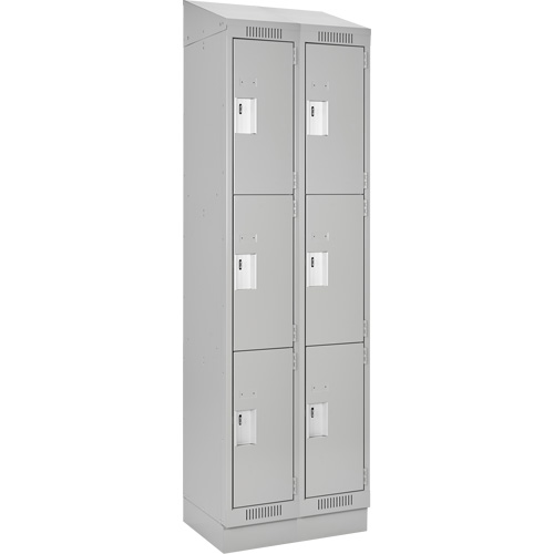 Clean Line Lockers, 3 -tier, Bank of 2, 24" x 18" x 82", Steel, Grey, Rivet (Assembled) Par Equipment