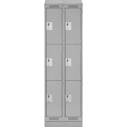 Clean Line Lockers, 3 -tier, Bank of 2, 24" x 18" x 82", Steel, Grey, Rivet (Assembled) Par Equipment