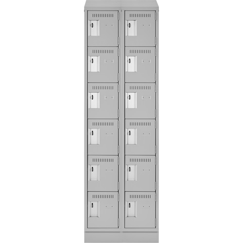 Clean Line Lockerette, 6 -tier, Bank of 2, 24" x 18" x 82", Steel, Grey, Rivet (Assembled) Par Equipment
