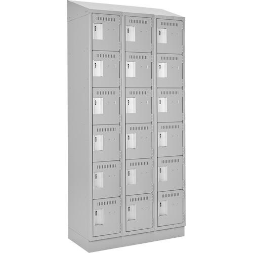 Clean Line Lockerette, 6 -tier, Bank of 3, 36" x 18" x 82", Steel, Grey, Rivet (Assembled) Par Equipment