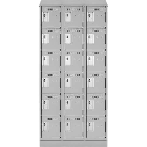 Clean Line Lockerette, 6 -tier, Bank of 3, 36" x 18" x 82", Steel, Grey, Rivet (Assembled) Par Equipment