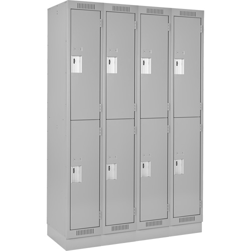 Clean Line Lockers, 2 -tier, Bank of 4, 48" x 18" x 76", Steel, Grey, Rivet (Assembled) Par Equipment