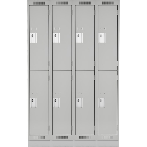Clean Line Lockers, 2 -tier, Bank of 4, 48" x 18" x 76", Steel, Grey, Rivet (Assembled) Par Equipment