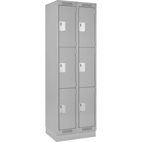 Clean Line Lockers, 3 -tier, Bank of 2, 24" x 18" x 76", Steel, Grey, Rivet (Assembled) Par Equipment