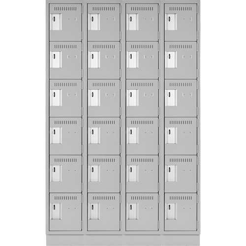 Clean Line Lockerette, 6 -tier, Bank of 4, 48" x 18" x 76", Steel, Grey, Rivet (Assembled) Par Equipment