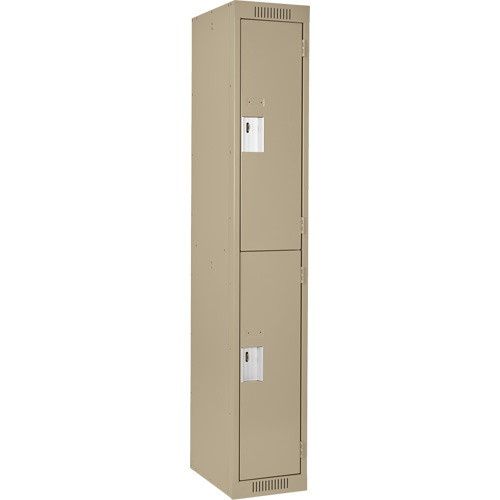 Clean Line Lockers, 2 -tier, 12" x 18" x 72", Steel, Beige, Rivet (Assembled) Par Equipment