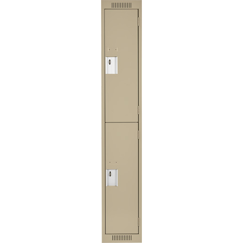 Clean Line Lockers, 2 -tier, 12" x 18" x 72", Steel, Beige, Rivet (Assembled) Par Equipment