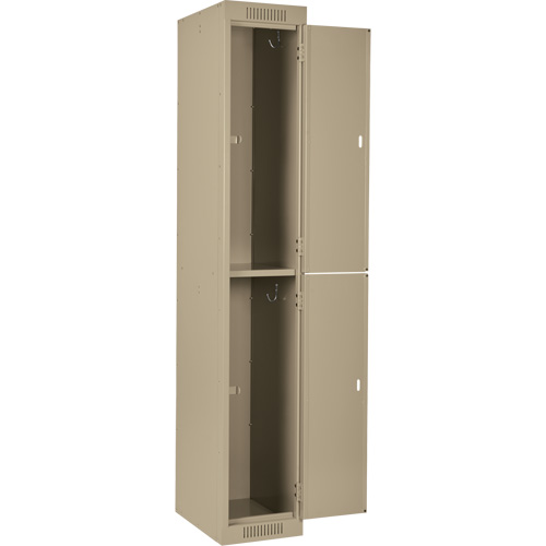 Clean Line Lockers, 2 -tier, 12" x 18" x 72", Steel, Beige, Rivet (Assembled) Par Equipment