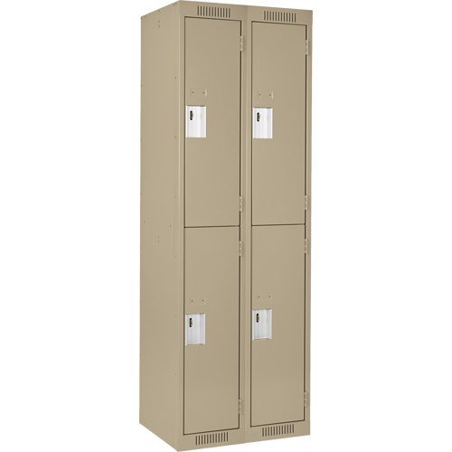 Clean Line Lockers, 2 -tier, Bank of 2, 24" x 18" x 72", Steel, Beige, Rivet (Assembled) Par Equipment