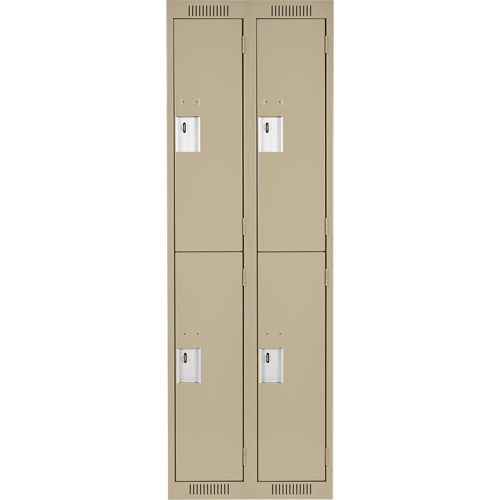 Clean Line Lockers, 2 -tier, Bank of 2, 24" x 18" x 72", Steel, Beige, Rivet (Assembled) Par Equipment