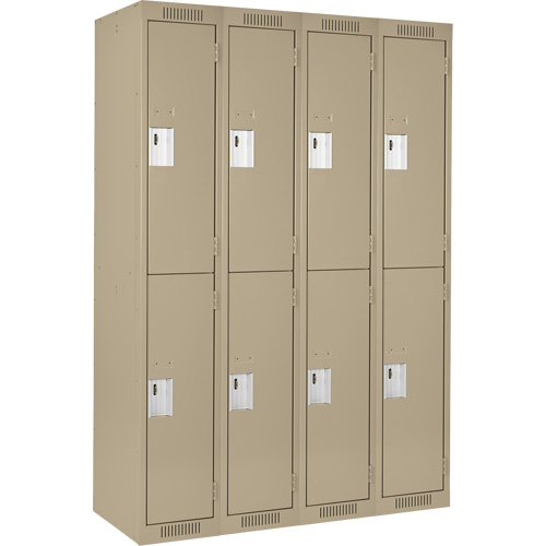 Clean Line Lockers, 2 -tier, Bank of 4, 48" x 18" x 72", Steel, Beige, Rivet (Assembled) Par Equipment