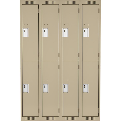 Clean Line Lockers, 2 -tier, Bank of 4, 48" x 18" x 72", Steel, Beige, Rivet (Assembled) Par Equipment