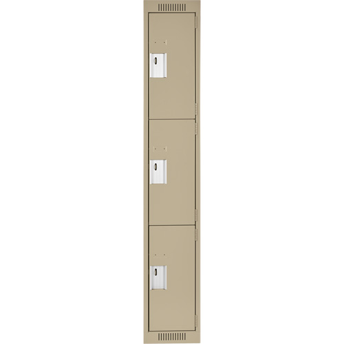 Casiers Clean Line, 3 niveaux, 12" x 18" x 72", Acier, Beige, Rivet (assembl&eacute;) Par Equipment