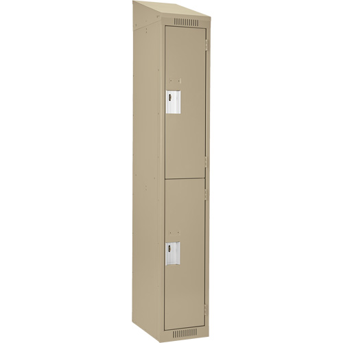 Clean Line Lockers, 2 -tier, 12" x 18" x 78", Steel, Beige, Rivet (Assembled) Par Equipment