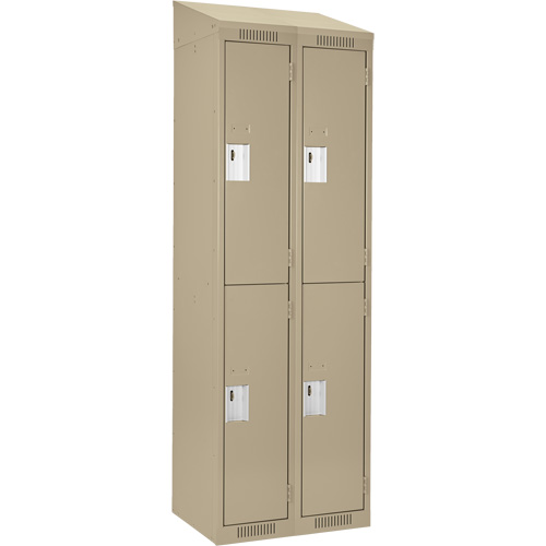 Clean Line Lockers, 2 -tier, Bank of 2, 24" x 18" x 78", Steel, Beige, Rivet (Assembled) Par Equipment