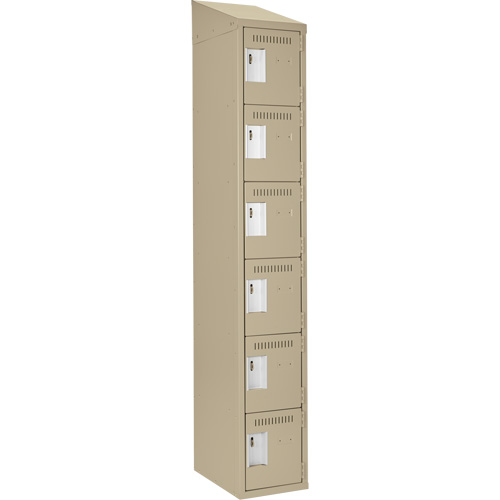 Clean Line Lockerette, 6 -tier, 12" x 18" x 78", Steel, Beige, Rivet (Assembled) Par Equipment