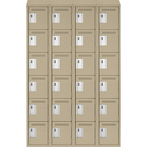 Clean Line Lockerette, 6 -tier, Bank of 4, 48" x 18" x 78", Steel, Beige, Rivet (Assembled) Par Equipment