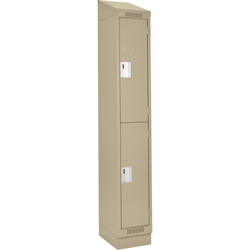 Clean Line Lockers, 2 -tier, 12" x 18" x 82", Steel, Beige, Rivet (Assembled) Par Equipment