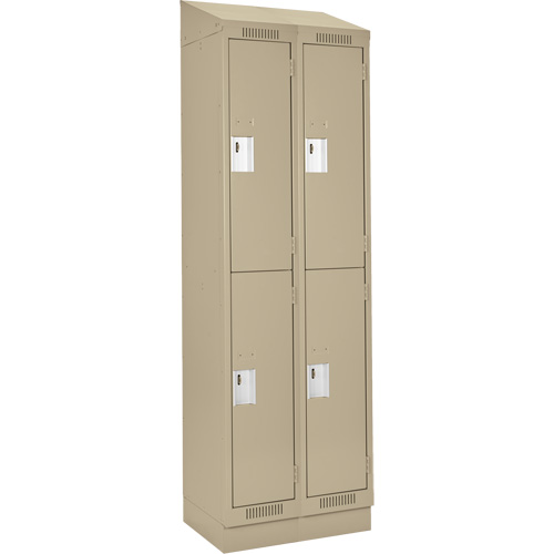 Clean Line Lockers, 2 -tier, Bank of 2, 24" x 18" x 82", Steel, Beige, Rivet (Assembled) Par Equipment