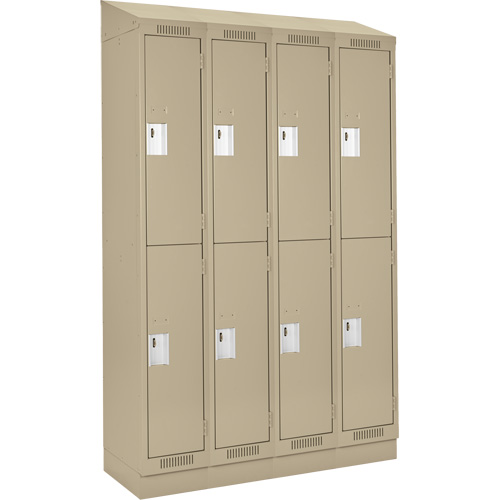 Clean Line Lockers, 2 -tier, Bank of 4, 48" x 18" x 82", Steel, Beige, Rivet (Assembled) Par Equipment