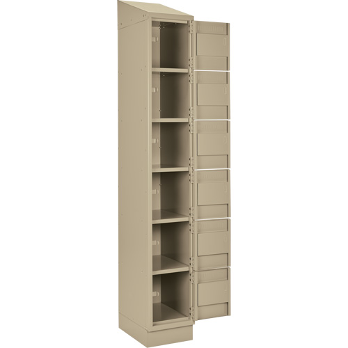 Clean Line Lockerette , 6 -tier, Bank of 4, 48" x 18" x 82", Steel, Beige, Rivet (Assembled) Par Equipment