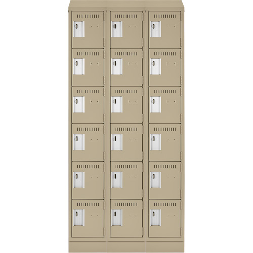 Clean Line Lockerette , 6 -tier, Bank of 3, 36" x 18" x 82", Steel, Beige, Rivet (Assembled) Par Equipment